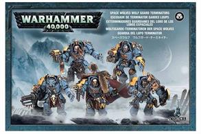 This box set contains five multi-part plastic Wolf Guard Terminators.Models are supplied with 40mm round bases.