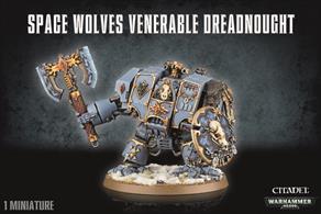 This multi-part plastic kit makes one Space Wolves Venerable Dreadnought armed with a Fenrisian great axe and blizzard shield. It comes with a selection of additional weaponry, including a helfrost cannon and a multi-melta.
