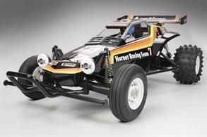 A Tamiya electronic speed control unit is supplied with the Hornet 2WD Buggy RC kit that was first introduced about 30 years ago and still popular today! A tribute to quality and durability of Tamiya products. Battery, charger and radio control unit are required to complete the model - see below.