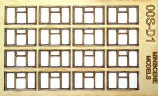 Laser cut and etch with 12 domestic house type windows with a split central frame. Can easily be trimmed from 3-pane to 2-pane or single pane windows if desired.Laser cut in 0.8mm plywood.