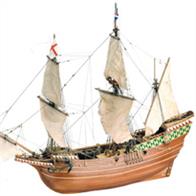 A quality construction kit containing  all the parts necessary to make a superb model  of the Mayflower, the boat that the Pilgrim Fathers set sail in from Plymouth on 6th September 1620.Length: 605 mm (approx. 24") Height: 500 mm (approx 20") Beam: 125 mm (approx 5")