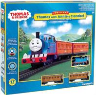 Thomas and his loyal coaches Annie and Clarabel are carrying a number of very important passengers, and you’re invited in join in their travel fun! This OO scale electric train set is the perfect way to begin a Thomas &amp; FriendsTM collection.