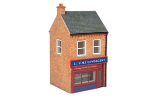 Ready painted cast esin shop building finished as E L Sole Newagents.