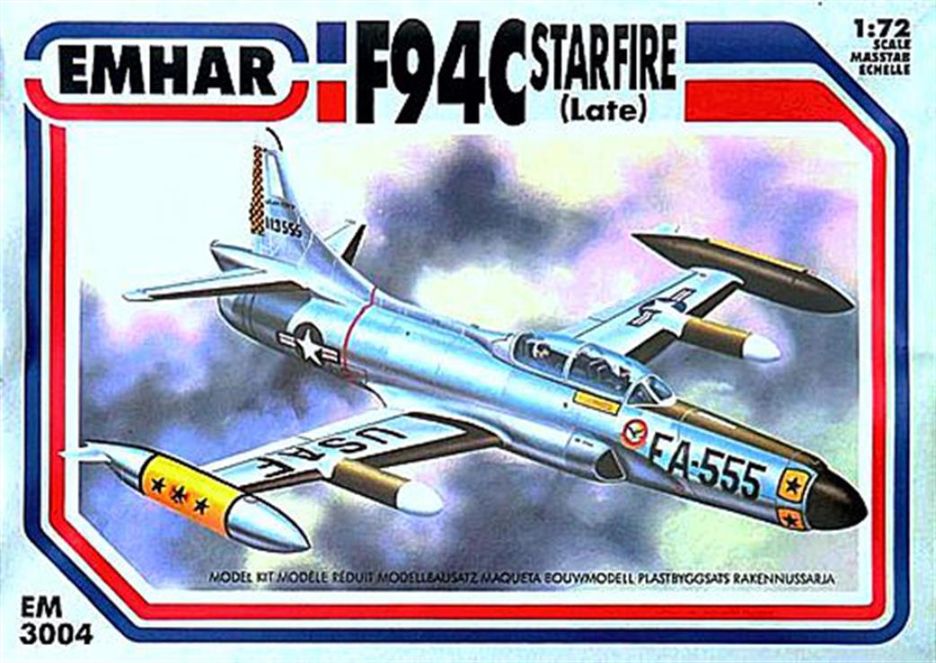 Emhar 1/72 3004 F94C Starfire Late USAF Jet Fighter 1950's Plastic kit