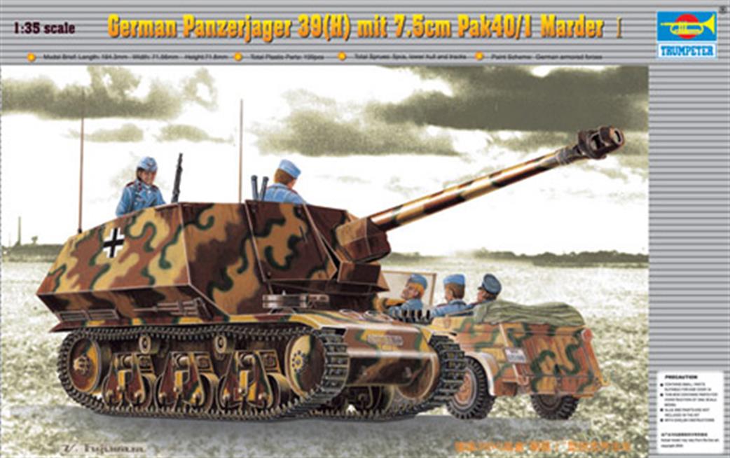 Trumpeter 1/35 00354 Panzerjager 39H With Pak 40/3 75mm Marder 1 German WW2 Tank