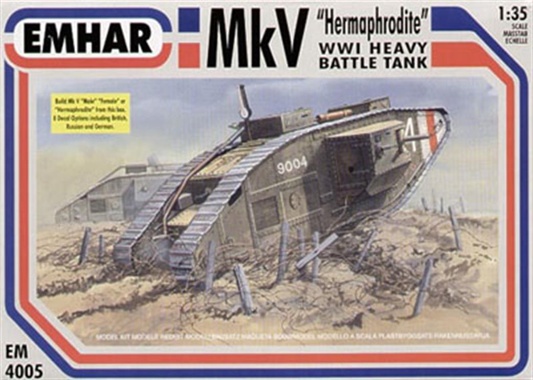 Emhar EM4005 British WW1 MkV Hermaphrodite Heavy Battle Tank Kit 1/35