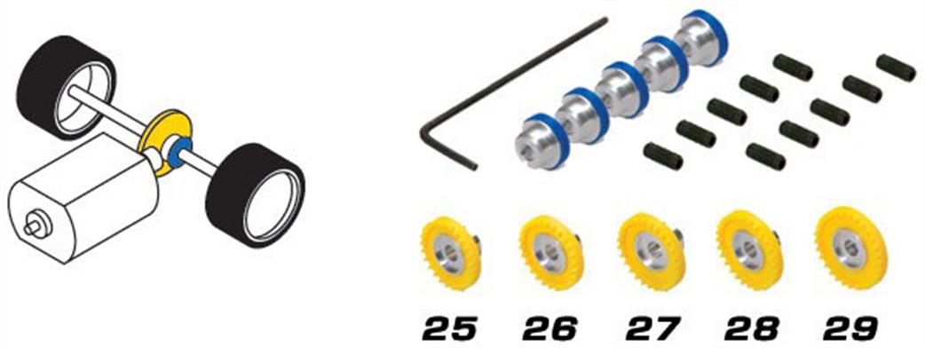 Scalextric 1/32 C8404 Pack of 5 Assorted Contrate Gears