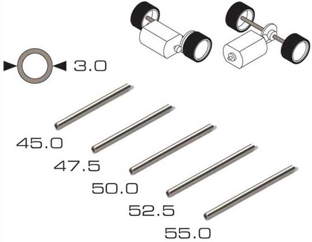 Scalextric C8406 Pack of 5 Assorted Axles 1/32