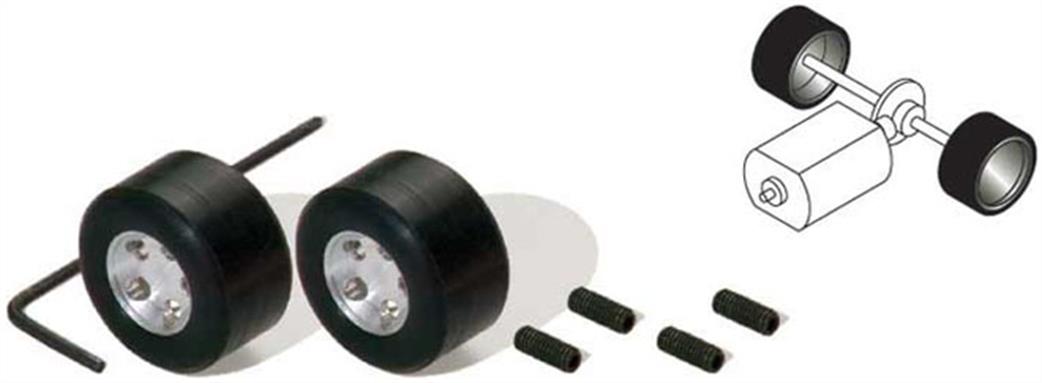 Scalextric 1/32 C8410 Pack of 2 Hubs with Silicon Tyres F1