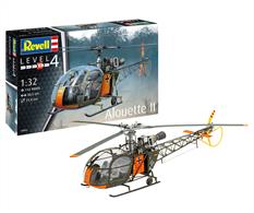 Discover the detailed model kit of the Alouette II, a masterpiece of French engineering and one of the pioneers of gas turbine-powered helicopters. This 1:32 scale kit pays homage to the pioneering technology and elegant design of the original. With 191 precision-engineered parts, it offers a captivating challenge for Level 4 modelers who are already advanced in the hobby. The finished helicopter impresses with a length of 303 mm, a height of 86 mm and a rotor diameter of 318 mm, making it an impressive display piece in any collection.