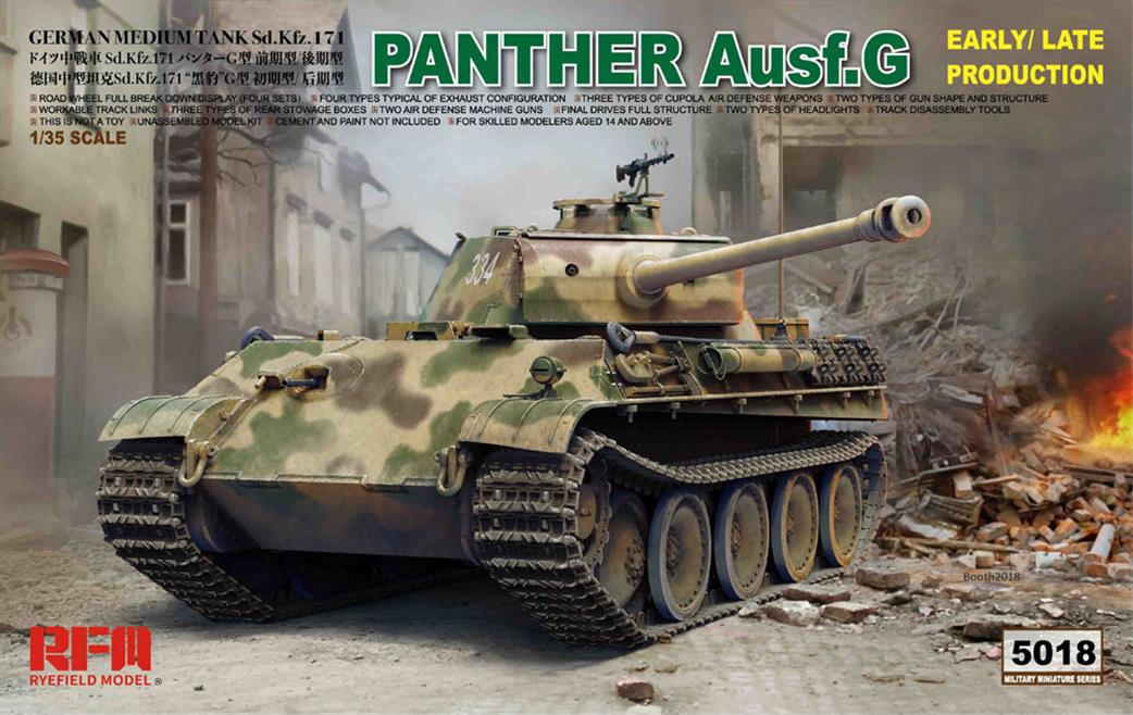 Rye Field Model 5018 German Panther Ausf.g early/late Production Tank Kit 1/35