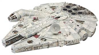 Celebrate the 40th anniversary of the 1983 classic film "Return of the Jedi" with this special edition Millennium Falcon gift set! The Millennium Falcon was a heavily modified YT-1300 light freighter owned by Corellian Han Solo after numerous changes of ownership. This detailed 1/72nd scale model kit with 52 parts features a movable ramp, clear parts, rotating antenna, pilot figures, and the option to build with extended landing legs or closed bays. It also comes with a poster, glue, brushes and essential paints so you can get started right away. The perfect gift for any "Star Wars" fan and budding modeler!