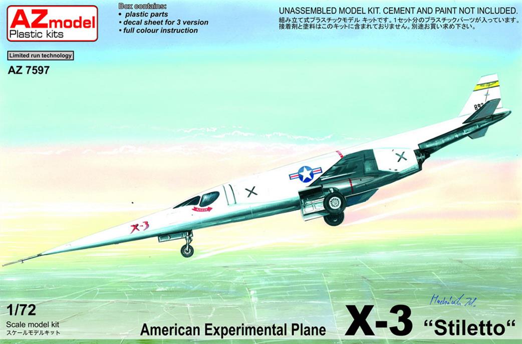 AZ Model 1/72 AZM7597 Douglas x-3 Stiletto Experimental Plane Kit