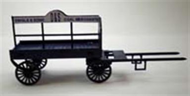 A detailed laser cut wood kit of a horse drawn coal wagon. Ideal for completing a coal merchants' scene in a station goods yard.