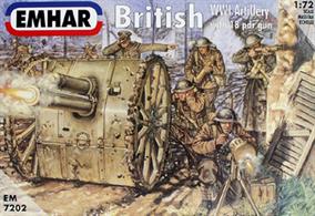 Emhar 1/72 British WW1 Artillery 24 Figures &amp; 2 18Pdr Guns EM7202Contains 24 unpainted figures + 2 guns