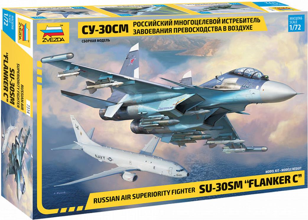 Zvezda 1/72 7314 Sukhoi SU-30 SM Flanker C Air Superiorty Fighter Kit