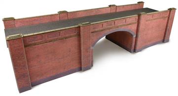 Metcalfe OO Railway Bridge - Brick Style - Card Kit PO246The kit can be built as a road over rail or rail over road structure suitable for single or double track railway. Each kit contains two pairs of wing walls and one pair of bridge sections. The brickwork has been designed to match with the retaining wall sets PO244 &amp; PO248 to allow railway cuttings with integral over bridges and ramped road approaches to a bridge to be modelled.A road-over-rail bridge makes an excellent substitute for a tunnel entrance to disguise the 'hole in the sky' at the end of a layout. Overall length 374mm Height to top of parapet 103mm Clearance under arch 73mm Width of arch 122mm
