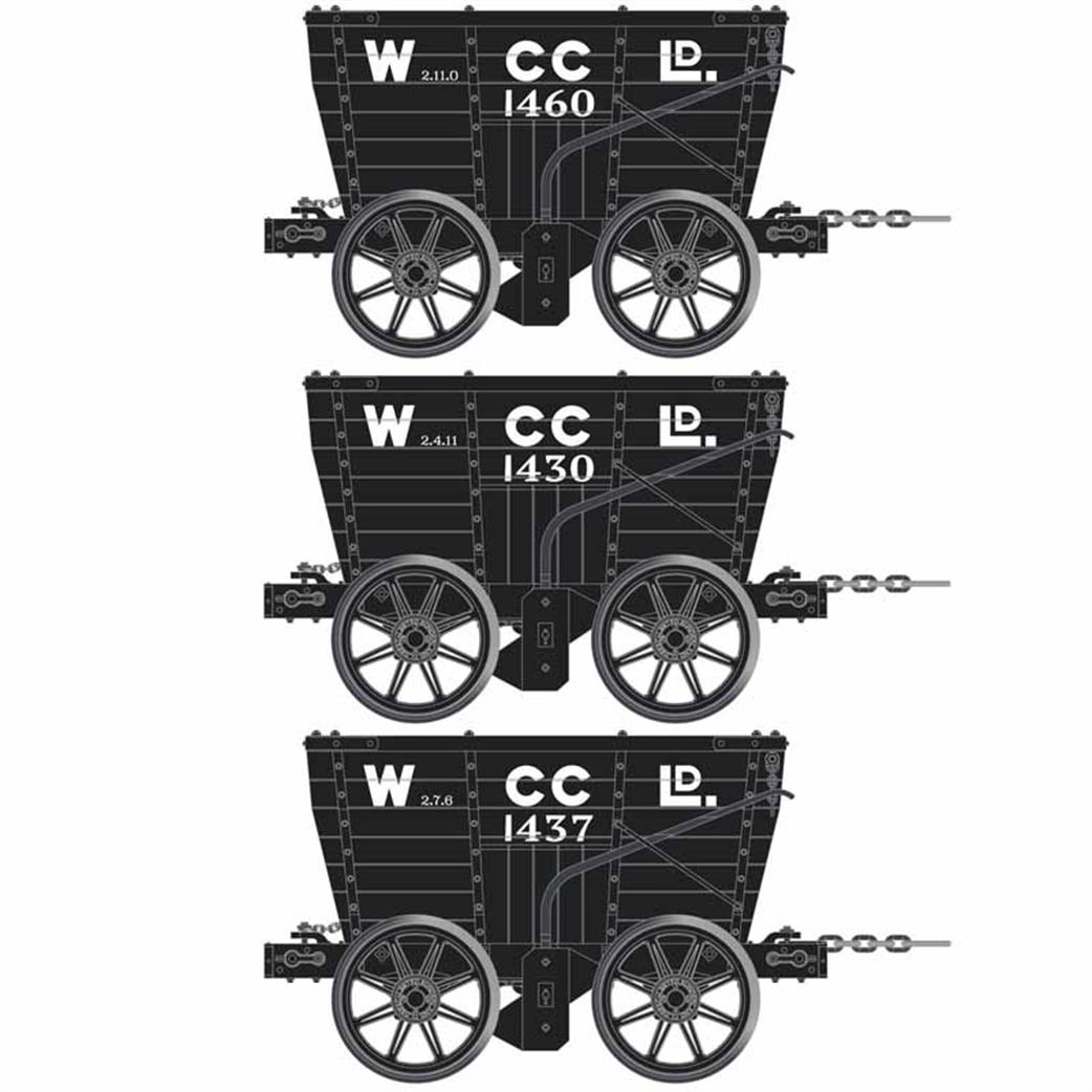 Accurascale OO ACC2804-E Chaldron Wagon Triple Pack Wearmouth Coal Company