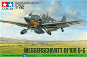 This is a Tamiya plastic model kit of the german WW2 Messerschmitt Bf109, which was the most prolifically manufactured fighter in history; of its variants, the G-6 was the most numerous at 13,000 aircraft. In response to improving Allied foes in the air, Bf109 G aircraft had the more powerful DB605 engine, and from the G-6 were equipped with dual 13mm MG131 machine guns that required the distinctive bulges on either side of the cockpit cowling known as "Beule."