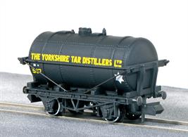 Nicely details model of a cylindrical oil tank wagon in the plain black livery chosen by many heavy-oil suppliers and consumers, with the owners name spelt out along the length of the barrel.Based at Kilnhurst near Swinton, South Yorkshire, this company produced tar, mainly from the residue left over in gas and coke works. It would have been a messy business! They had a small fleet of tank wagons, including this example No. 597, one of 5 built by Charles Roberts in 1940 and registered by the LMS. Carrying the name in full in chrome yellow on the black tank side, we are sure that these wagons did not stay in this condition for long! As usual, the free running characteristics and fine printing of the livery come as standard on this model.