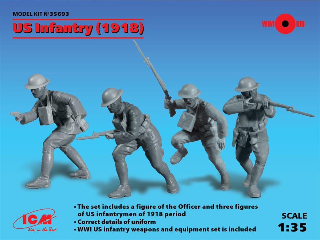ICM 1/35 35693 US Infantry (1918) WW1 Figure Pack