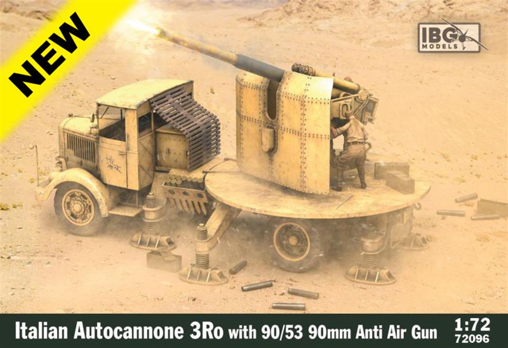 IBG Models 1/72 72096 Italian Autocannone 3Ro with 90/53 90mm Anti Aircraft Gun WW2 Truck Plastic Kit