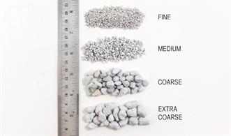 Model talus (rock debris) wherever you create rock faces, outcroppings and or road cuts. Sprinkle Talus and secure with Scenic Cement (S191). Intermix grades and blend shades for the most realism. Particle size : Fine: 1/32"-3/32"Bag 21/7 cu.in / 355 cu.cm