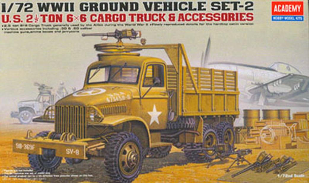 Academy 1/72 13402 US 2.5 ton 6x6 Cargo Truck with Accessories WWII