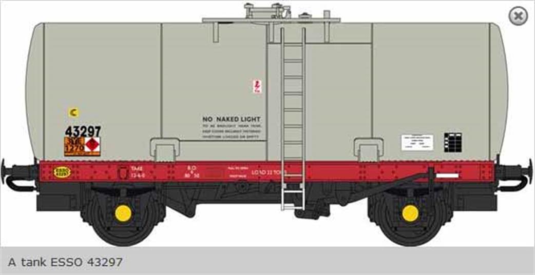 Heljan OO 1154 ESSO 43290 Class A Oil Tank Wagon Grey with 1980s Hazchem Signs Weathered