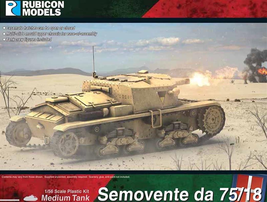 Rubicon Models 1/56 28mm 280096 Italian Semovente da 75/18 Self Propelled Gun Plastic Model Kit