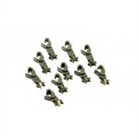 Pack of 10 of the LONG length Dapol NEM plug-in non-working knuckle couplings for N gauge models.These unobtrusive non-working knuckle couplers are ideal for making fixed rakes of coaches and wagons with working couplers (standard 'rapido' or working knuckle like Easi-Shunt) on the outer ends. This is particularly effective with the new generation of N gauge coaching stock fitted with flexible coupler mountings which bring corridor connections closer together while allowing couplings to extend on curves.Always test your train formations over the smallest radius curve you will be using to determine if 2 short, 2 long or a 'short+long' combination is required as a minimum spacing for reliable running.Wagons and coaches fitted with these non-working couplers are usually more resistant to accidental uncoupling, but these couplers cannot be worked remotely, so are not advised for vehicles which need to be detached or shunted. Couplers can be coupled and uncoupled by hand by lifting the vehicle so the couplers part vertically.