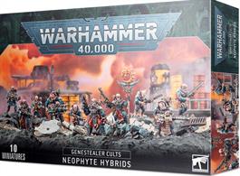 This multi-part plastic box set contains all the components necessary to assemble 10 Genestealer Cult Neophyte Hybrids, armed with autoguns, autopistols and blasting charges. Supplied with 10 Citadel 25mm Round bases and 2 Citadel 32mm Round bases.