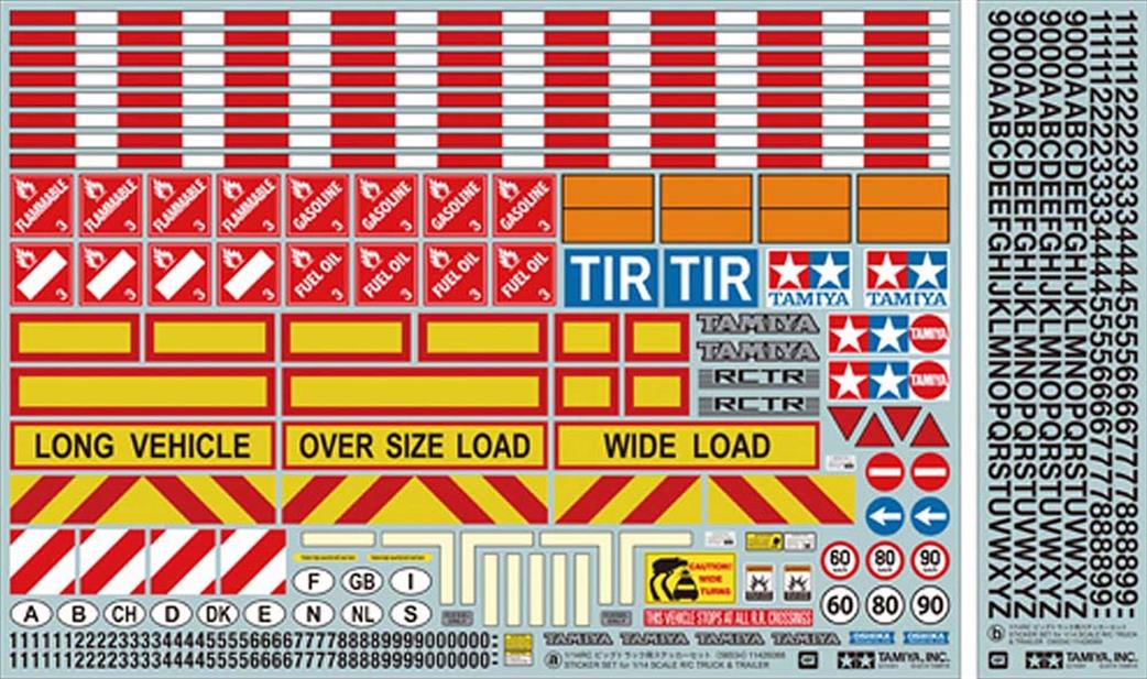 Tamiya 1/14 56534 Truck & Trailer Signs Sticker Set