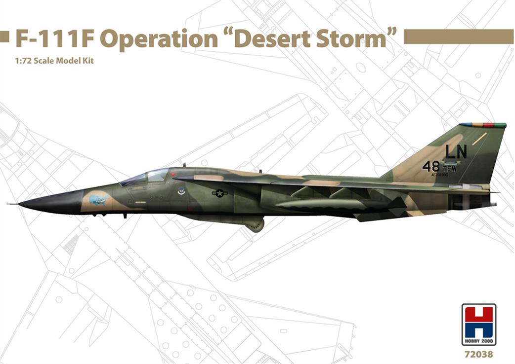 Hobby 2000 72038 General-Dynamics F-111F Operation Desert Storm Plastic Kit 1/72