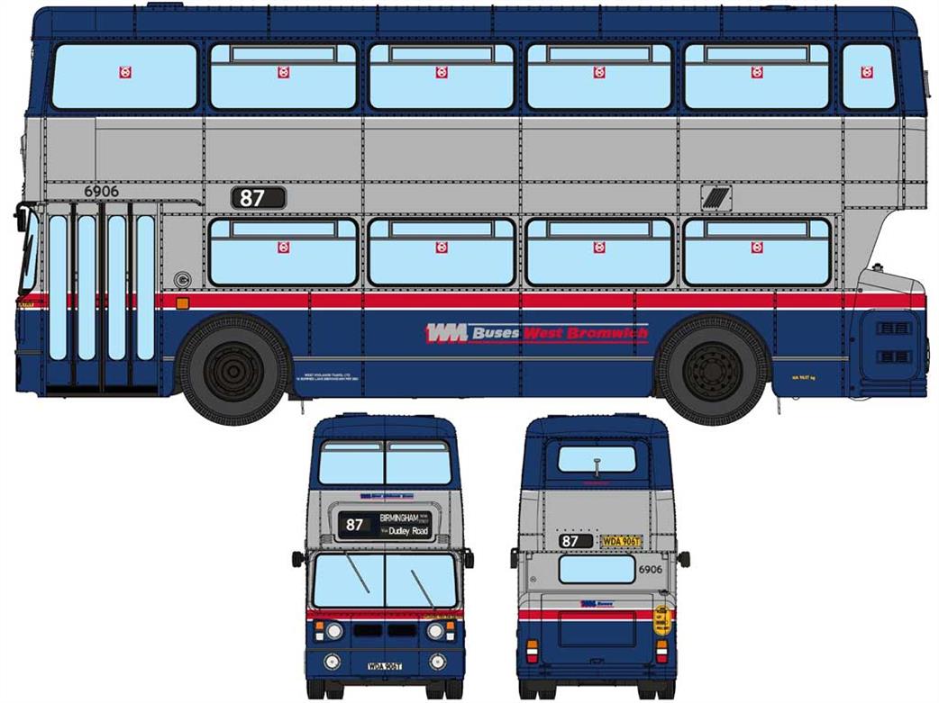 Rapido Trains 1/76 901029 Daimler Fleetline 6906 WM Buses West Bromwich Livery WDA906T Route 87 Birmingham