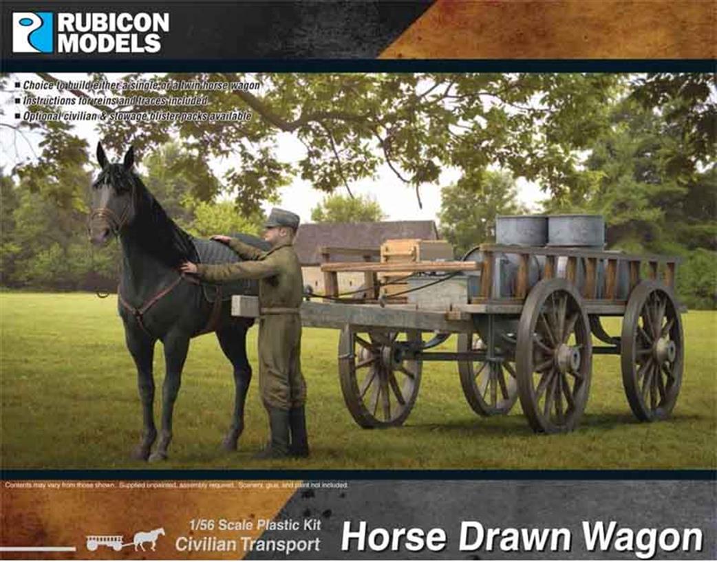 Rubicon Models 1/56 28mm 280090 Horse Drawn Wagon Civilian Farm Cart Type Plastic Model Kit