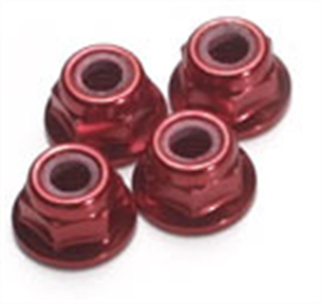 Fastrax FTM4RF M4 Flanged Wheel Locknuts Red Pack of 4 1/10