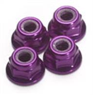 Purple aluminium flanged wheel nuts 4 x 4mm