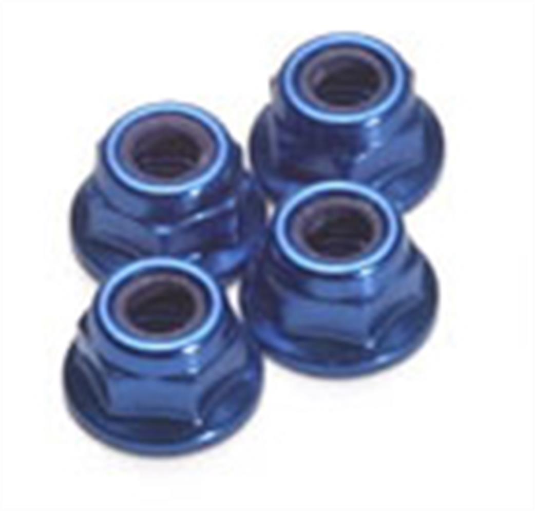 Fastrax 1/10 FTM4BF M4 Flanged Wheel Locknuts Blue Pack of 4