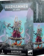 This multi-part plastic kit contains the components necessary to assemble Ahriman, Arch-Sorcerer of the Thousand Sons. Armed with an Inferno bolt pistol and the Black Staff of Ahriman, he comes elevated upon a Disc of Tzeentch. Supplied with a Citadel 40mm Round base.