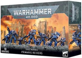 The Primaris Reivers come as 228 components, and are supplied with 10 Citadel 32mm Round bases and a transfer sheet.The models can be assembled as either a 10-man squad, a squad of 9 Reivers with a Sergeant or 2 separate 5-man squads, each with a Sergeant of their own.