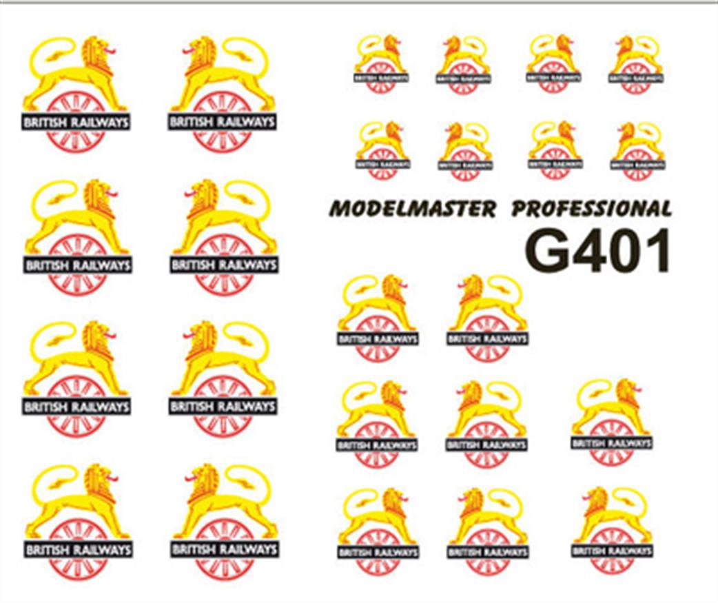 Modelmaster Decals OO G401 British Railways Lion Over Wheel Emblems Mixed Sizes