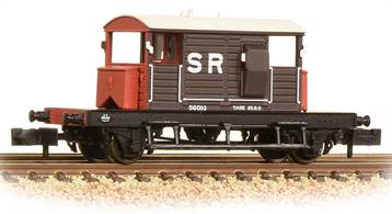 A detailed model of the Southern Railway standard brake van design.This model is painted in the Southern brown livery with white roof and large lettering.