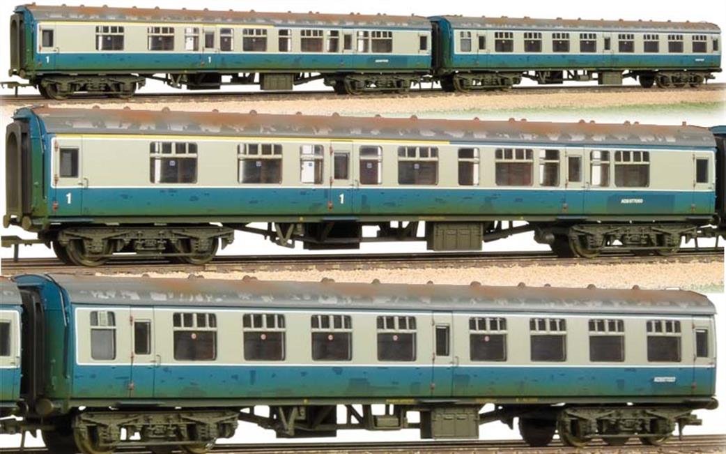 Bachmann OO 39-001 Works Test Train Coach Pack Blue & Grey Weathered