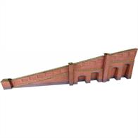 Metcalfe N Red Brick Tapered Retaining Walls Kit PN148A pair of matching tapered walls designed to fit either end of the Retaining Walls kit PN145, but can also be used to create a ramp or roadway in conjunction with the Railway Bridge kit PN146. produced in the new stone style introduced by Metcalfe with&nbsp;the single road engine shed each kit is fully finished and easy to assemble.Size: Each retaining wall 270w x 68h (mm)