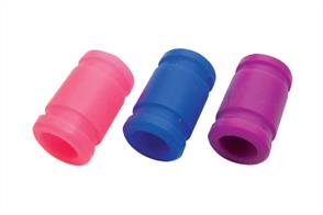 Flourescent coloured rubber couplers with moulded groves for secure tie-wrap fixing. Neon Yellow, Pink, Green, Blue and Purple Colours.
