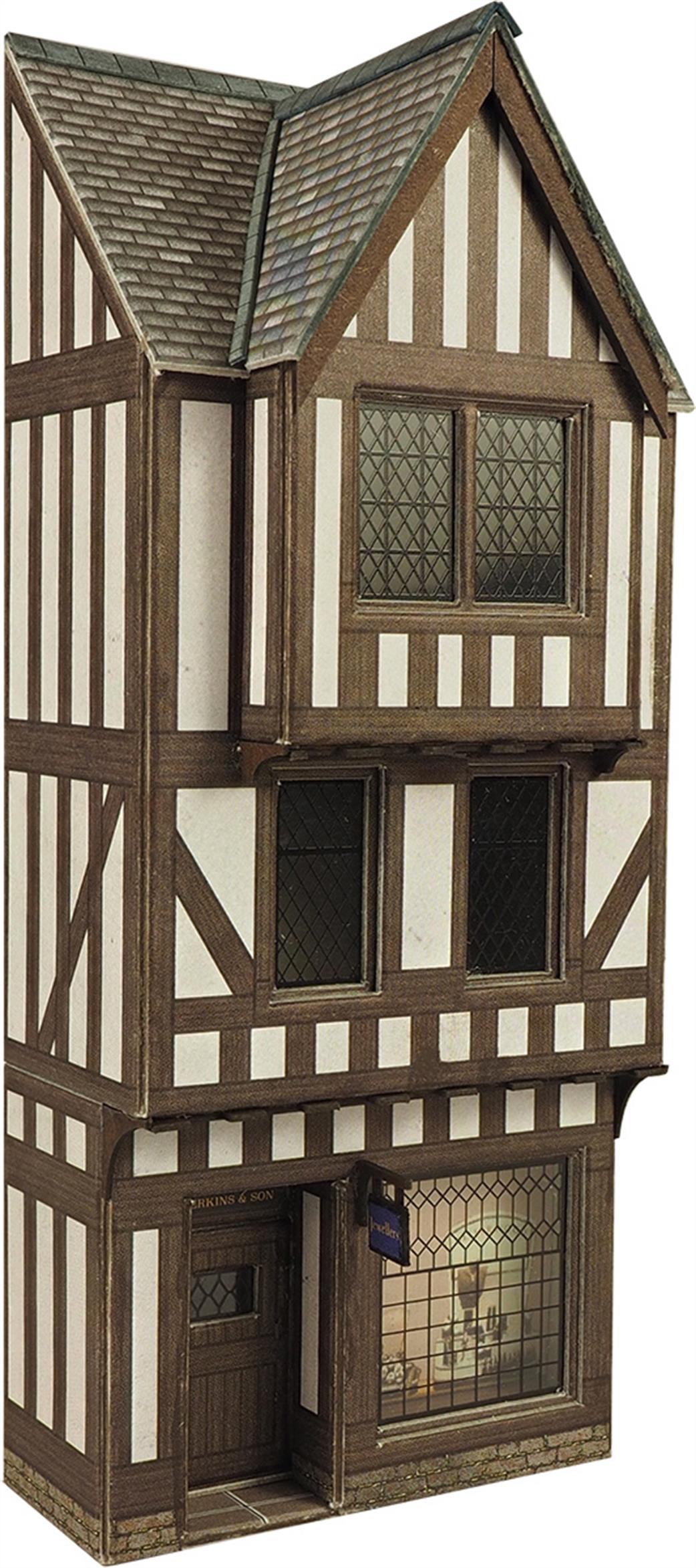 Metcalfe OO PO421 Low Relief Half Timbered Shop Front Card Kit