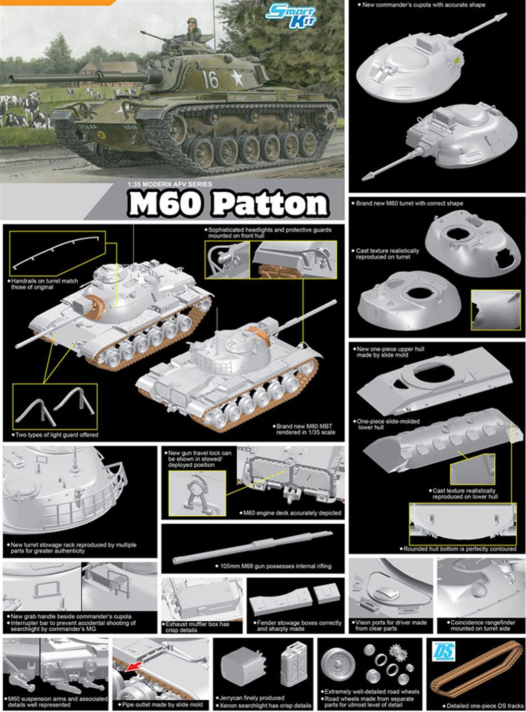 Dragon Models 1/35 3553 M60 Patton MBT Plastic Kit