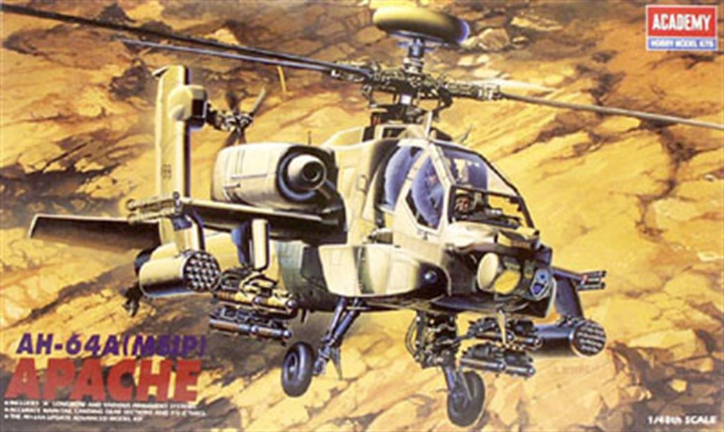 Academy 1/48 12262 AH64A Apache Helicopter Kit