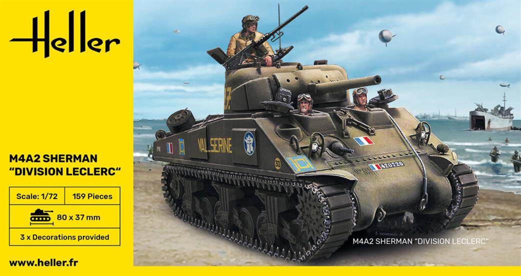Heller  1/72 79894 M4A2 Sherman Division Leclerc Gift Set Plastic Kit
